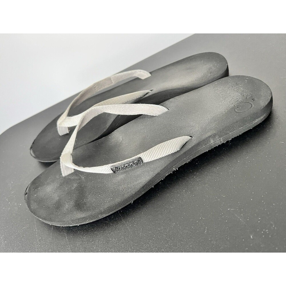 Women’s Reef Skinny Cushion Flip-Flops Size 9 Silver And Black ￼